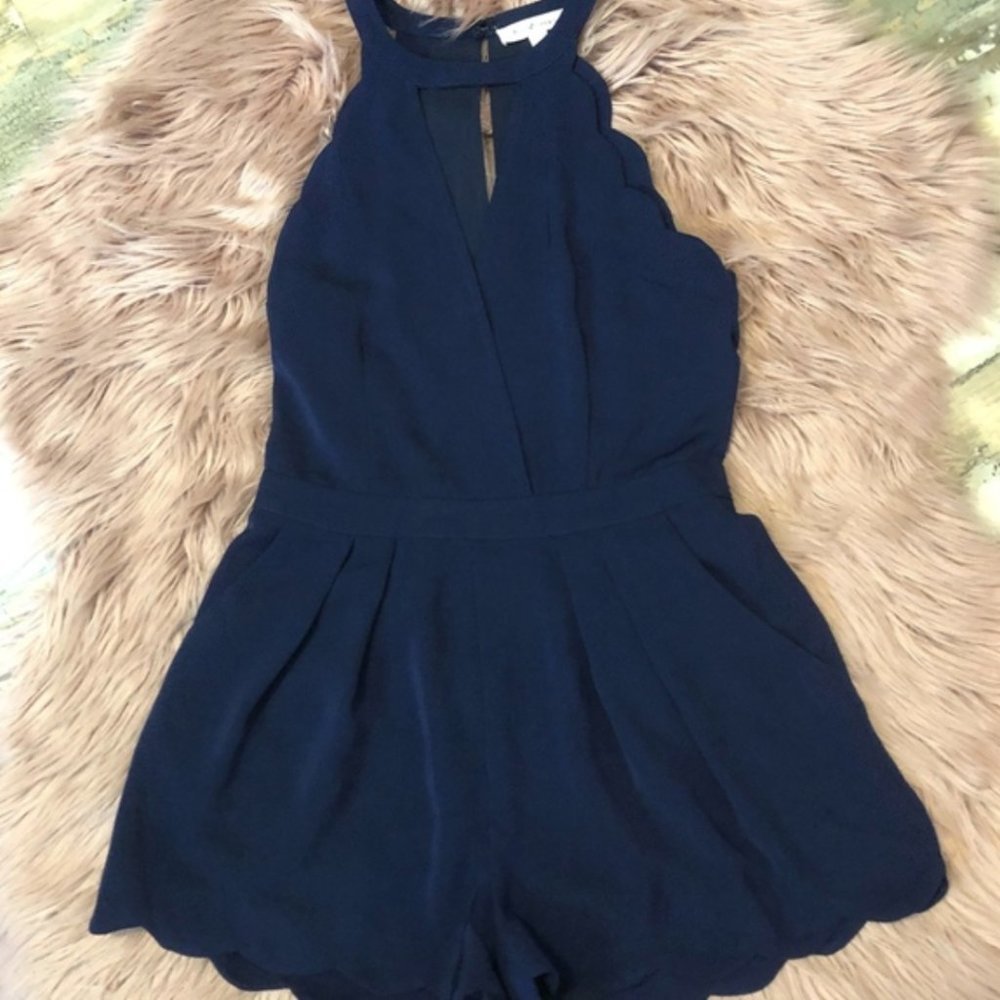 XS Navy Scalloped Romper!